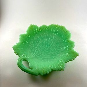 Fenton Glass Jadite Leaf Plate